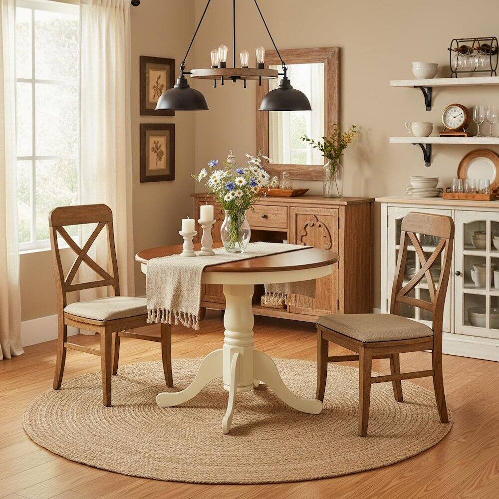 Alt View 1. FurniFact - Small Dining Table - Brown.