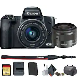 Canon - EOS M50 Mirrorless Digital Camera with 15-45mm Lens (2680C011) Starter Bundle (International Model)