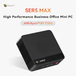 Beelink - SER5 MAX Mini PC With AMD Ryzen 7 7735U, 16GB LPDDR5 RAM& 500GB SSD, Win 11 Pro Pre-installed - Black