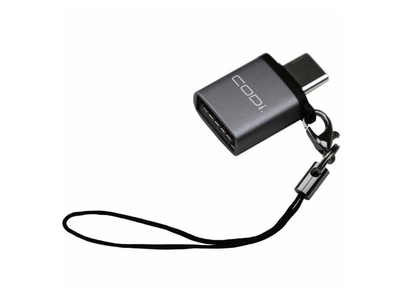 Alt View 4. CODi - CODi USB-C to USB-A Adapter, 10Gbps, Space Gray - Gray Aluminum.