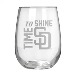 Great American Products - San Diego Padres Etched 17oz. Rally Cry Stemless Wine Glass - Multicolor