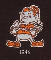 Alt View 1. Winning Streak Sports - Cleveland Football Browns LARGE 22x14 Wall Hanging Logo Banner featuring logos from 1946, 1950, 1961, 2006 - Multi.