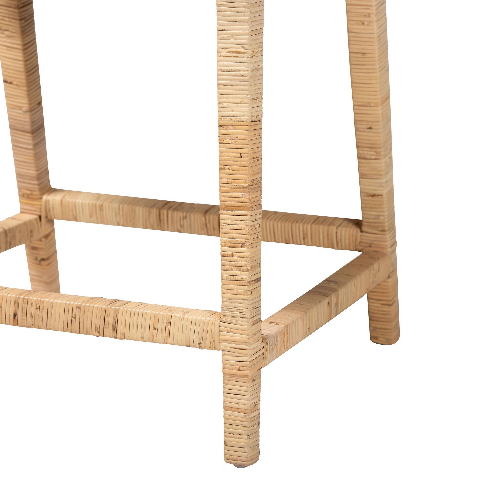 Alt View 2. bali & pari - Alexis Natural Rattan Counter Stool - Handcrafted Wingback Counter Chair with Woven Back and Removable Seat Cushion - Light Honey.