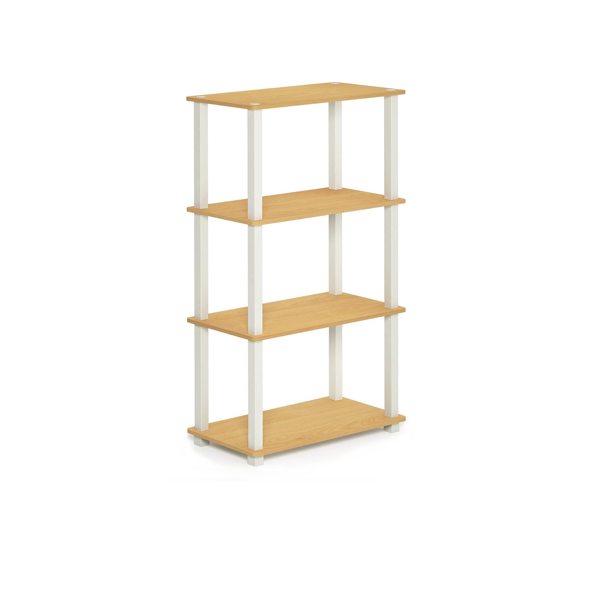 Alt View 1. HOMLUX - 4-Tier 43.3" Corner Shelf Open Shelves for Display for Living Room and Office Organization Beech & White - Beech & White.