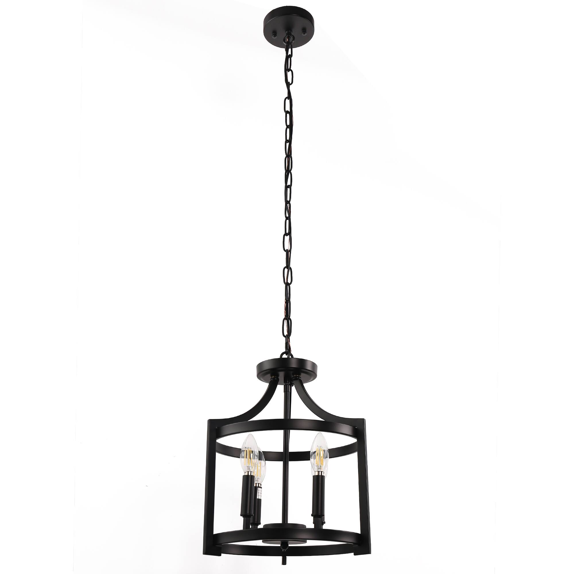 Front. Jandcase - JANDCASE 4-Light Black Pendant Light, Modern Design, E12 Socket, Non-Integrated Bulbs, for Kitchen Island - Black.