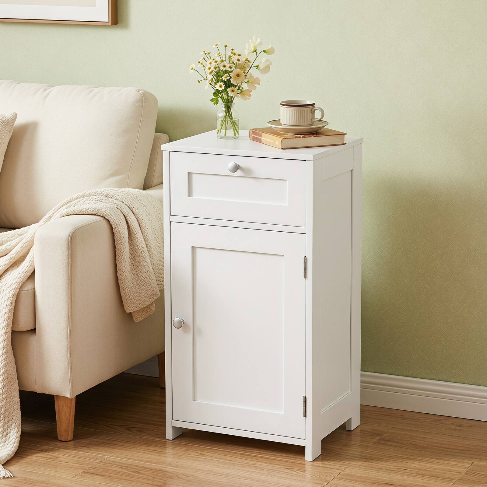 Alt View 4. Costway - Costway Floor Storage Cabinet Bathroom Organizer Cupboard Drawer Shelf Bath Towel White - White.