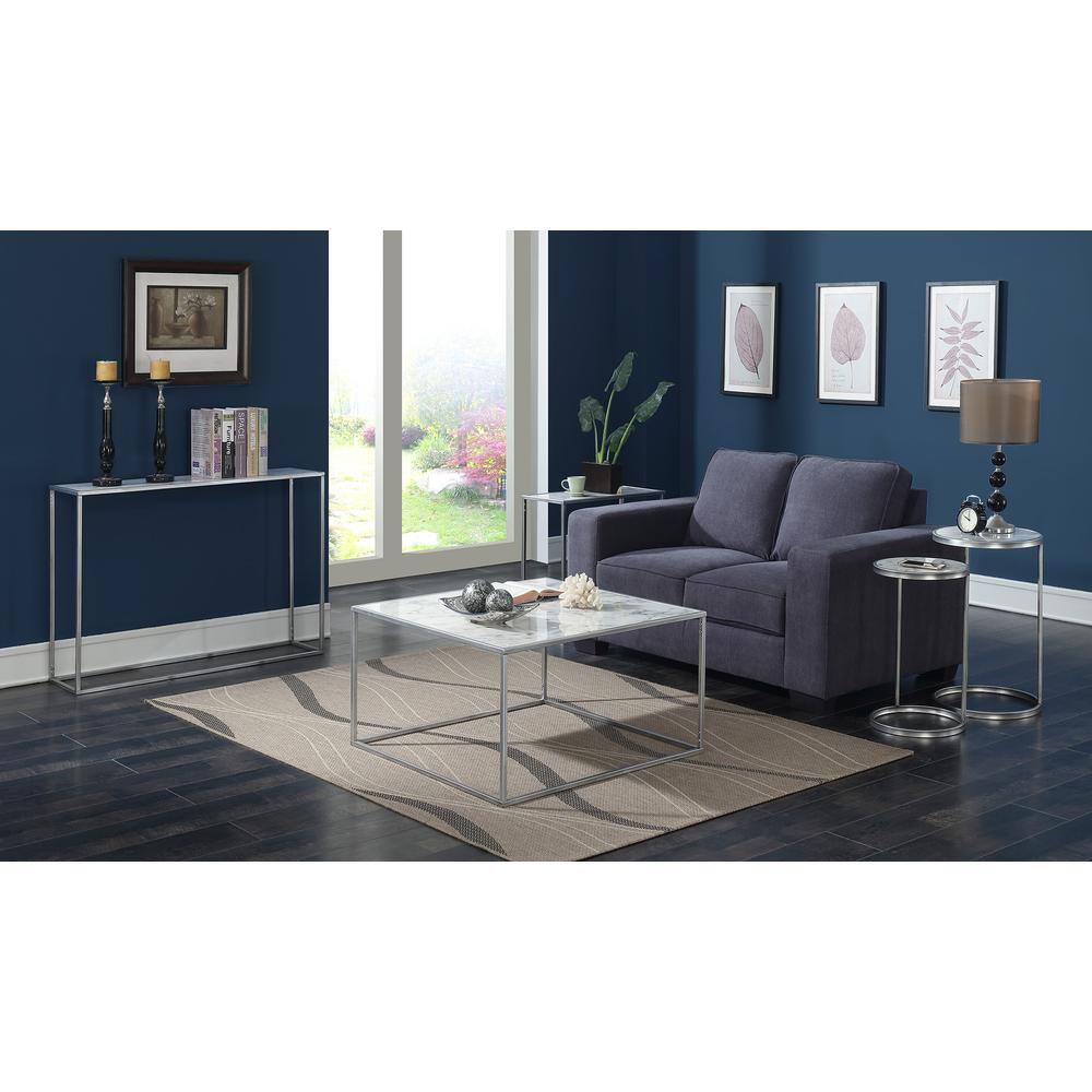 Alt View 1. Convenience Concepts - Gold Coast Faux Marble Coffee Table - Faux Marble / Silver.