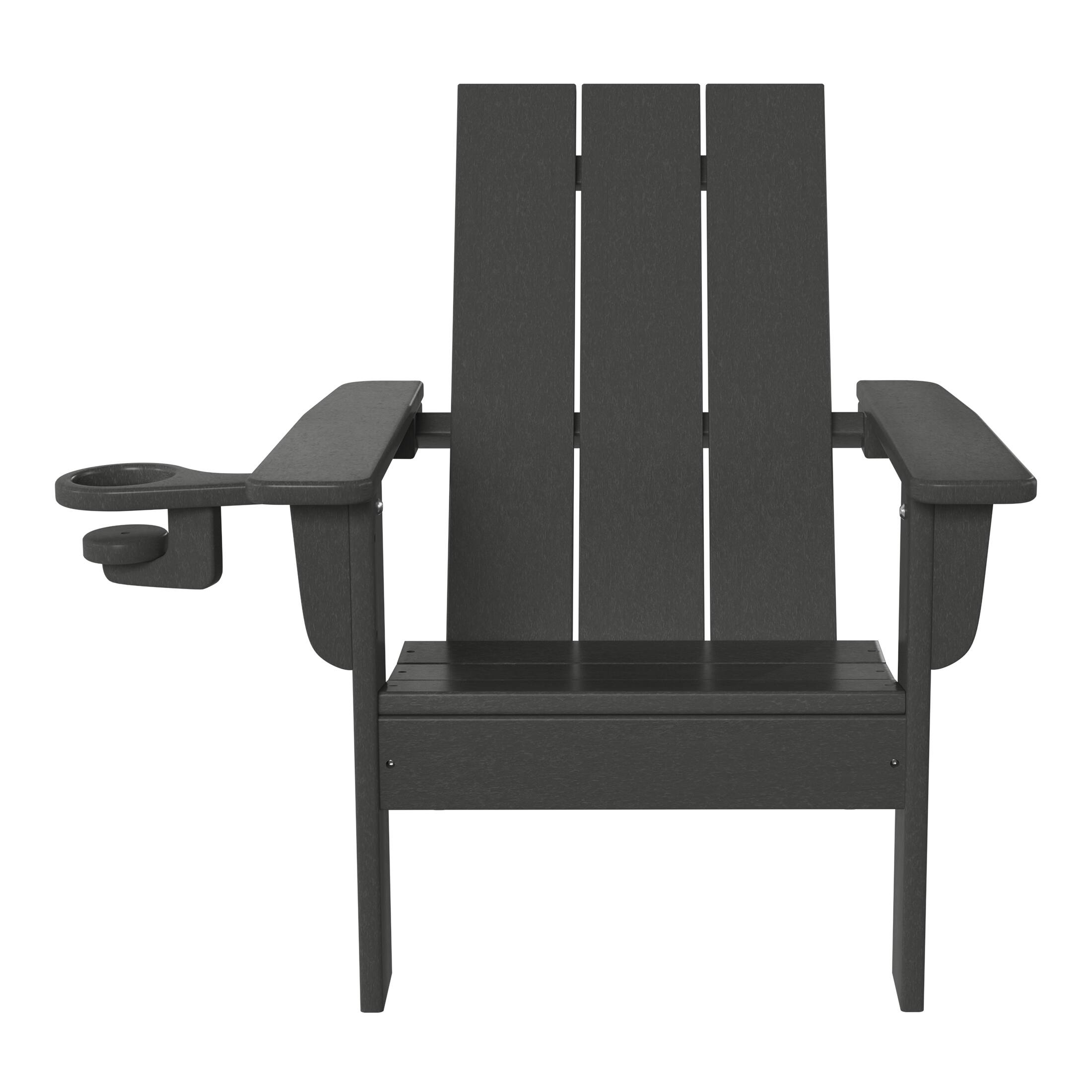 Left. WestinTrends - WestinTrends Ashore Kids Outdoor HDPE Plastic Modern Adirondack Patio Chairs with Cup Holders (Set of 2) - Gray.