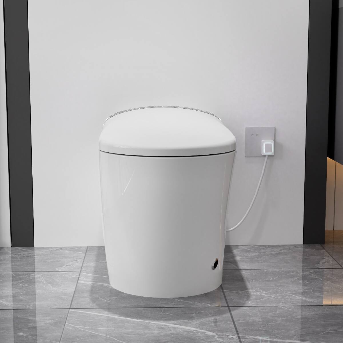 Alt View 1. Loheer - Loheer Elongated Smart Toilet With Built In Bidet, Tankless Design, White Porcelain - White.