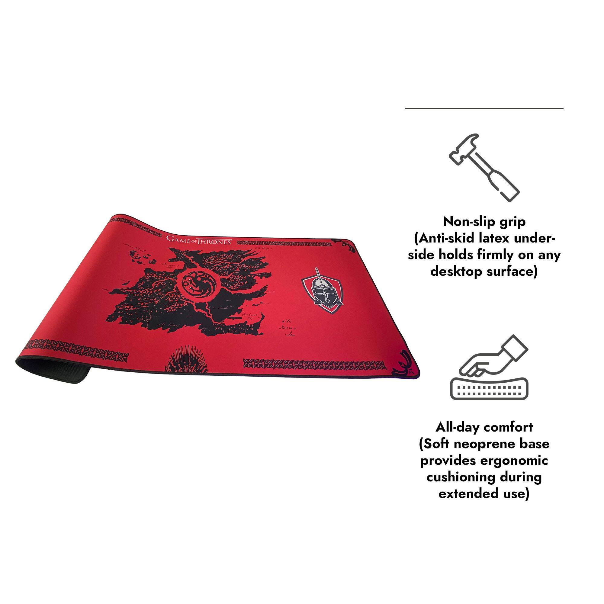 GAMETHRONES

Non-slip grip (Anti-skid latex underside holds firmly on any desktop surface)

All-day comfort (Soft neoprene base provides ergonomic cushioning during extended use)