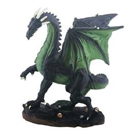 Pacific Trading - Small Midnight Dragon Figurine Statuette 4.75 inch - Green