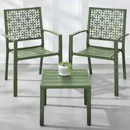 Best Choice Products - 3-Piece Stackable Patio Bistro Set, Outdoor Chat Furniture w/ 2 Chairs, Table - Sage Green