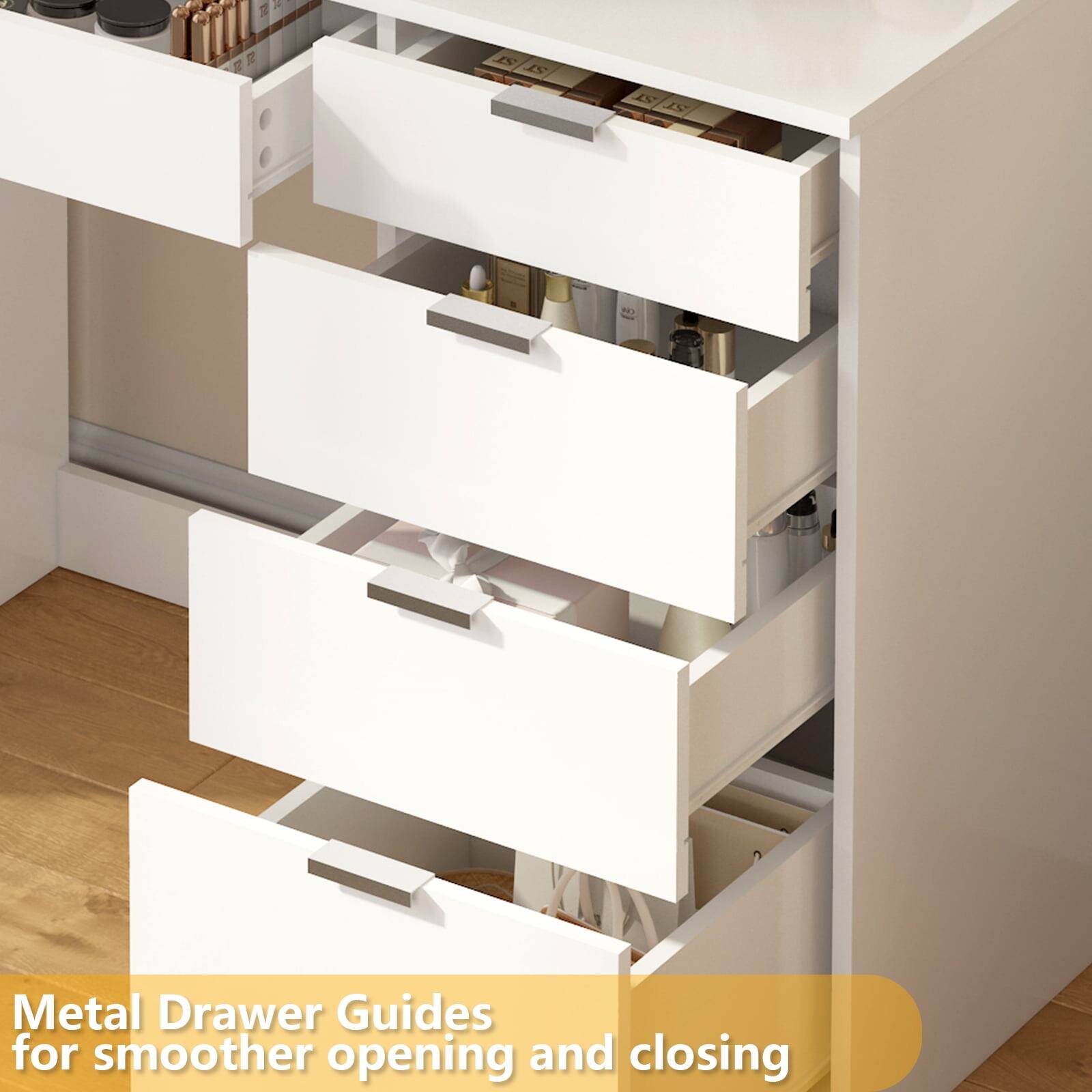 Metal Drawer Guides for smoother opening and closing