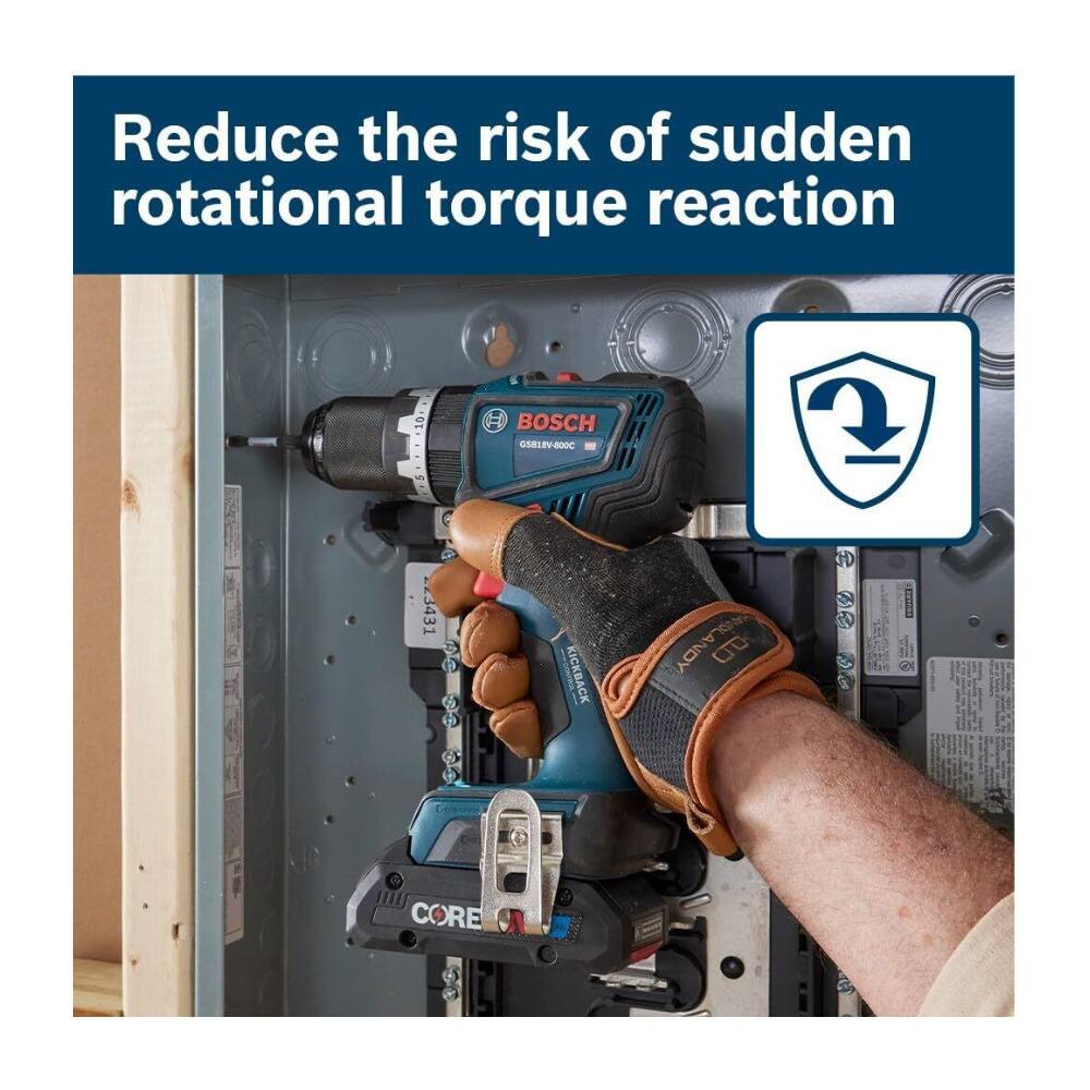 Reduce the risk of sudden rotational torque reaction

BOSCH
GSB18V-100C

CORE

KICKBACK