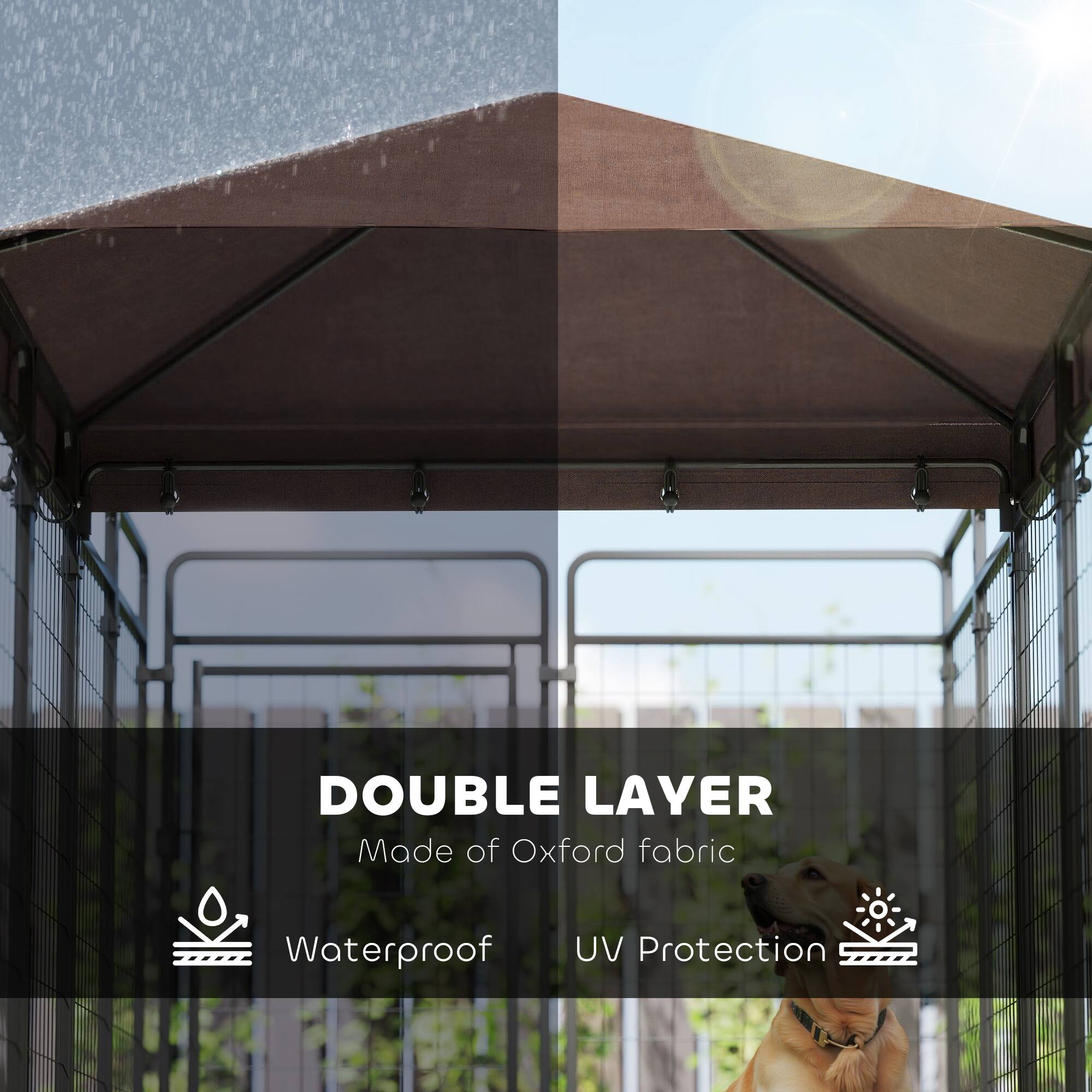 DOUBLE LAYER  
Made of Oxford fabric  
Waterproof  
UV Protection