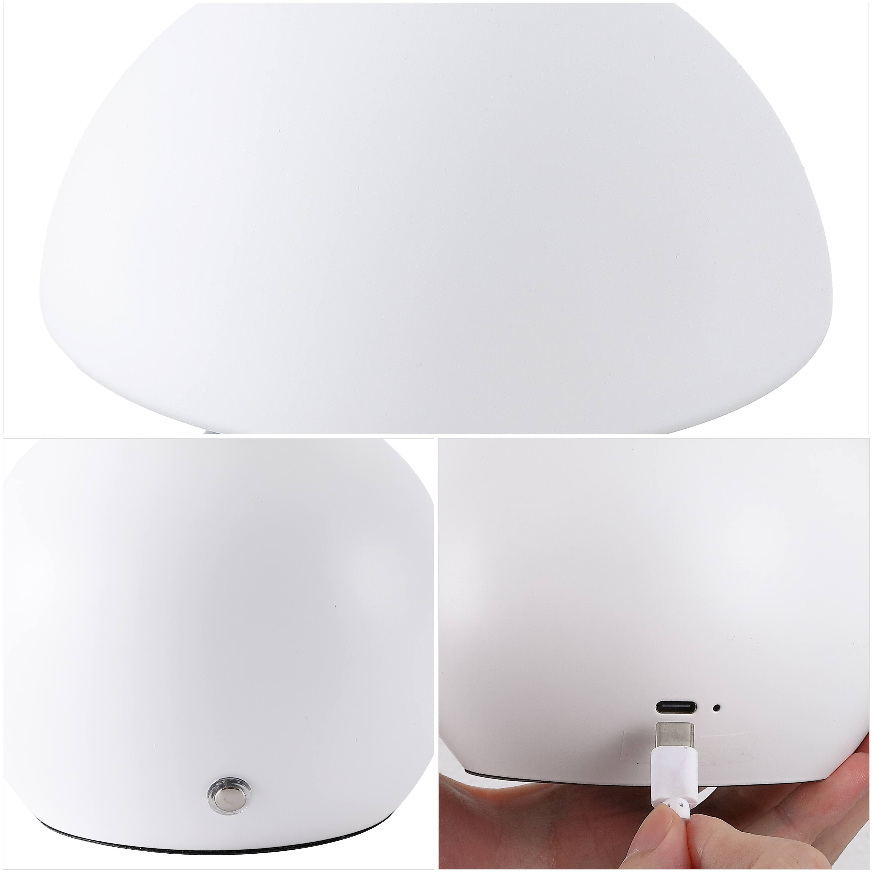Alt View 4. Jonathan Y - Kanya 7.25" USB-C Rechargeable Table Lamp Set of 2, White Metal Base with White Glass Dome Shade and Touch Dimmer - White.