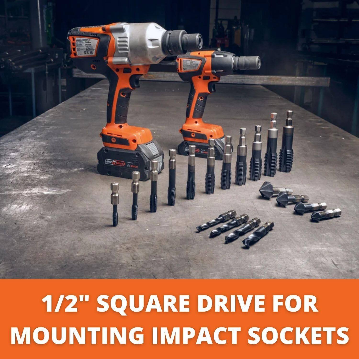 1/2" SQUARE DRIVE FOR MOUNTING IMPACT SOCKETS