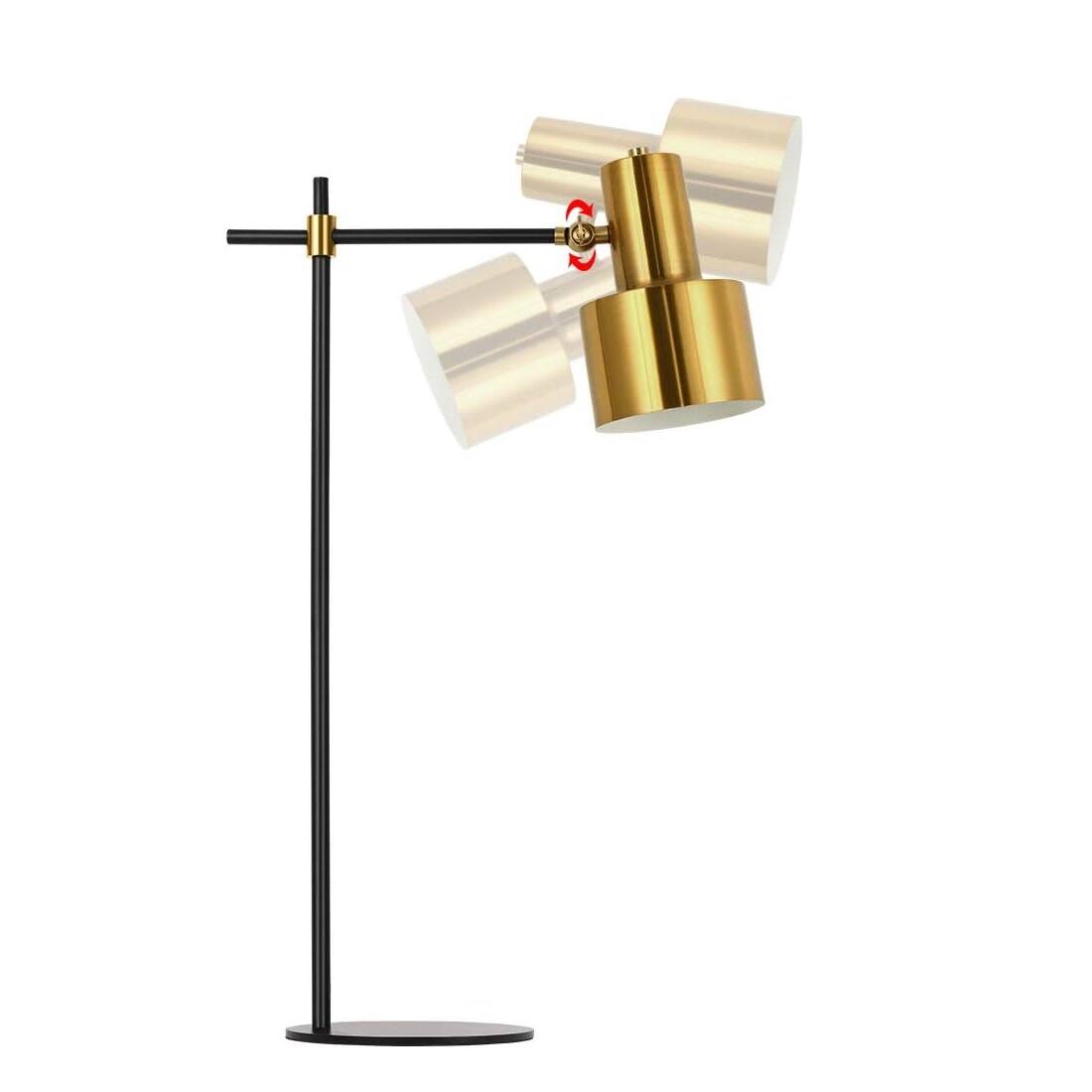 Alt View 1. Oumilen - 24.6in Modern Metal Table Lamp – Black & Gold Adjustable Desk Lamp with Rotatable Head, E26.