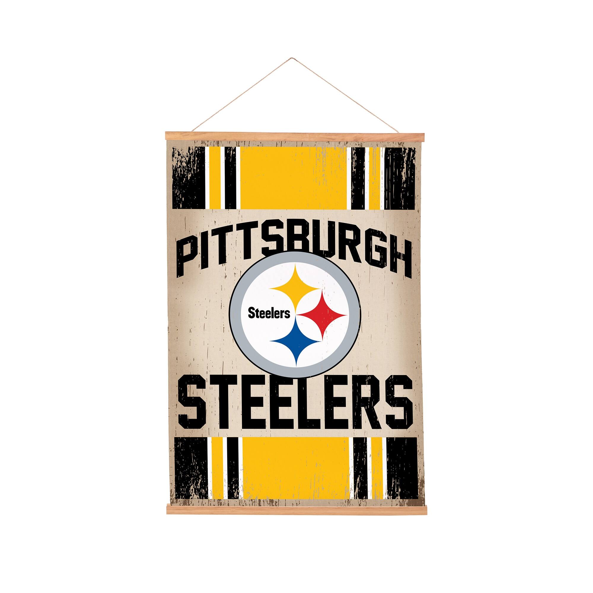 Pittsburgh Steelers 24" x 36" Antique Style Canvas Wall Art Tapestry with Wood Frame