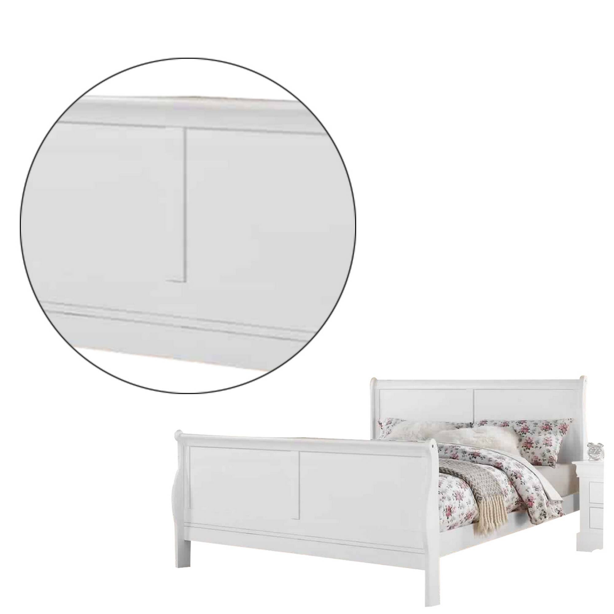 Alt View 3. Manhattan Lane - Sleigh Design Full Size Bed with Sleek Legs, White - White.