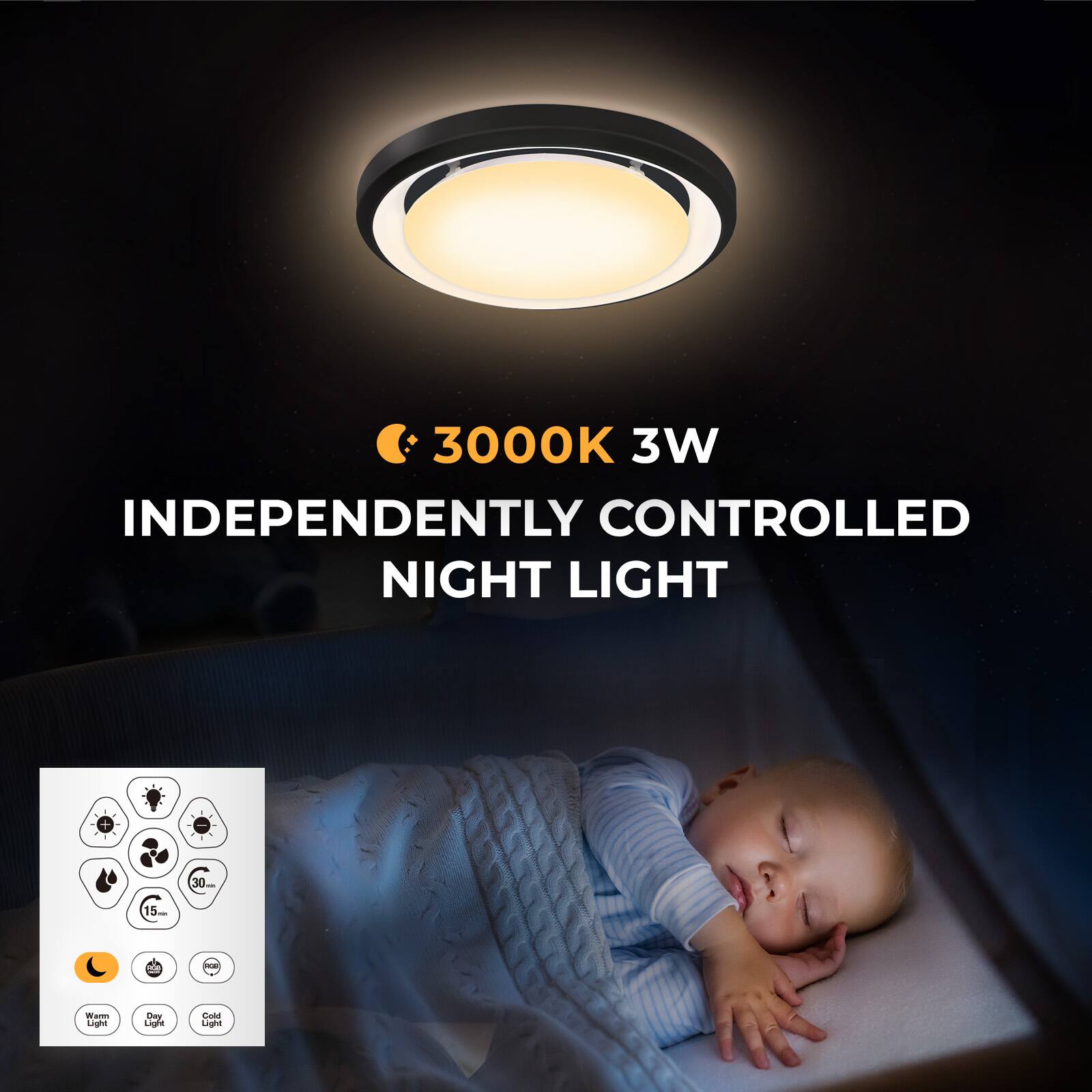 3000K 3W  
INDEPENDENTLY CONTROLLED NIGHT LIGHT