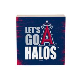 Evergreen Enterprises - Los Angeles Angels 6" Square Fan Chant Wood Block Shelf Sign - Multicolor