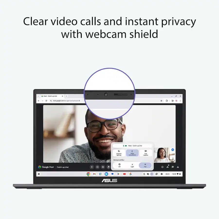 Clear video calls and instant privacy with webcam shield

Mext - Catch-up-chat

X
11

0
0
I
Neet Catch-up-chat
sope lighting
NIM cancelation
33 Unity capion
Beciground blue
Google Meet Catch-up chat
or
I Light
Fell
M
Oct#
12:30
ASUS