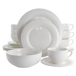 Elama - Pallene 20 Piece Porcelain Dinnerware Set - White
