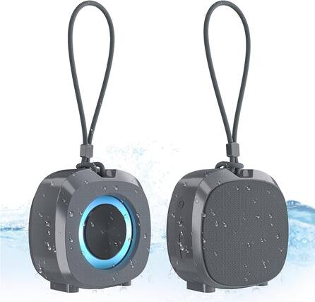 Front. Stamp n Camp - Bluetooth Speaker Portable Media Players Loud Stereo Sound Deep Bass Wireless Speaker With Lights TWS IPX5... - Gray.