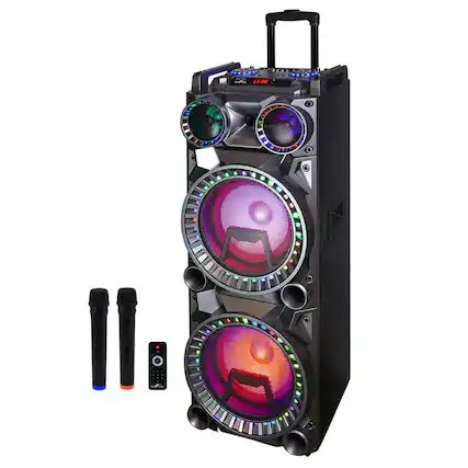 Front. beFree Sound - Dual 10 Inch Bluetooth Portable PA Speaker - Black.