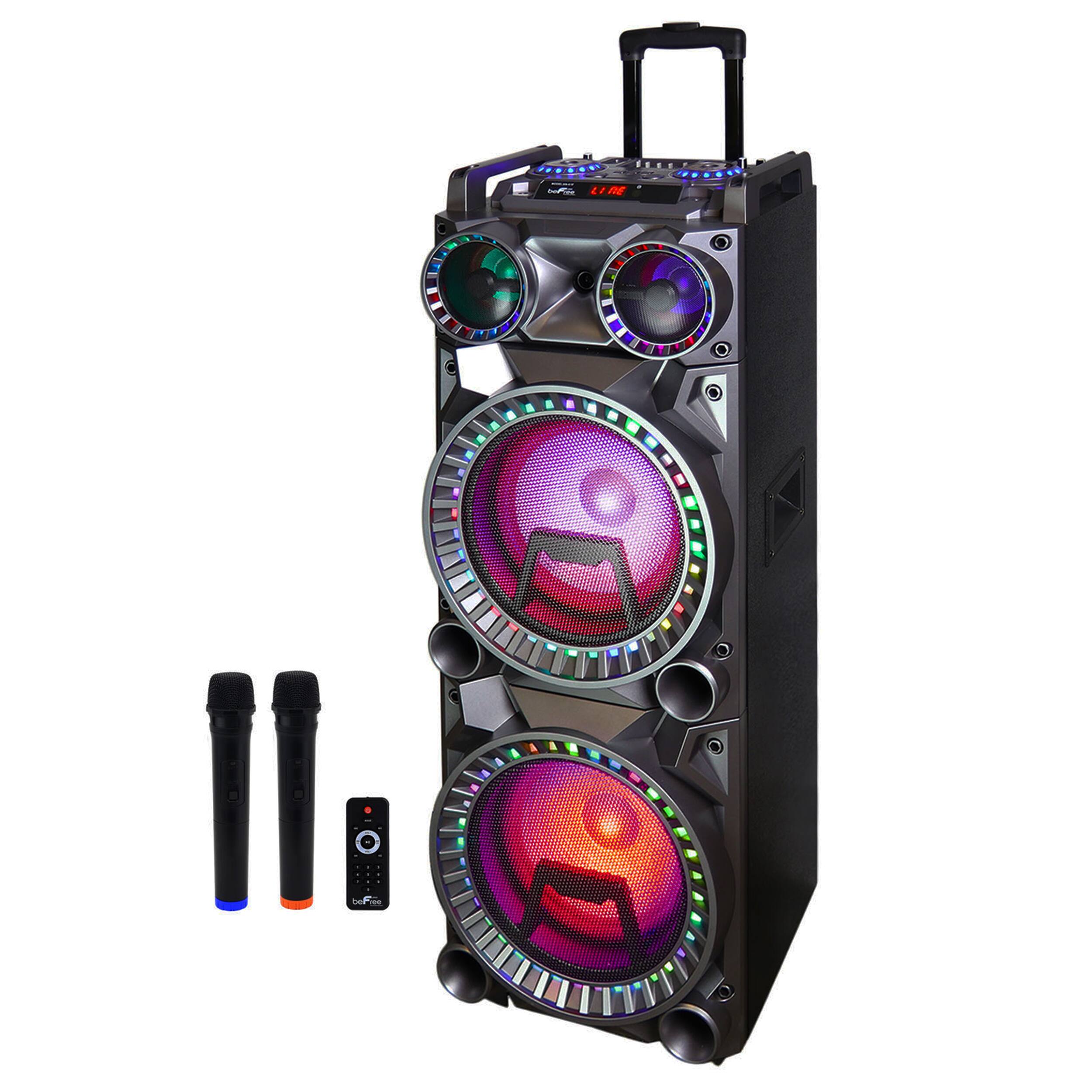 beFree Sound - Dual 10 Inch Bluetooth Portable PA Speaker - Black