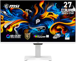 MSI - 27" UHD 4K 120Hz OLED HDR400 USB-C Gaming Monitor with Adjustable Stand - Matte White