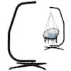 Front. Best Choice Products - Best Choice Products Metal Hanging Hammock C-Stand for Chair/ Weather-Resistant Finish, Offset Base - Stand Only - Black - Black.
