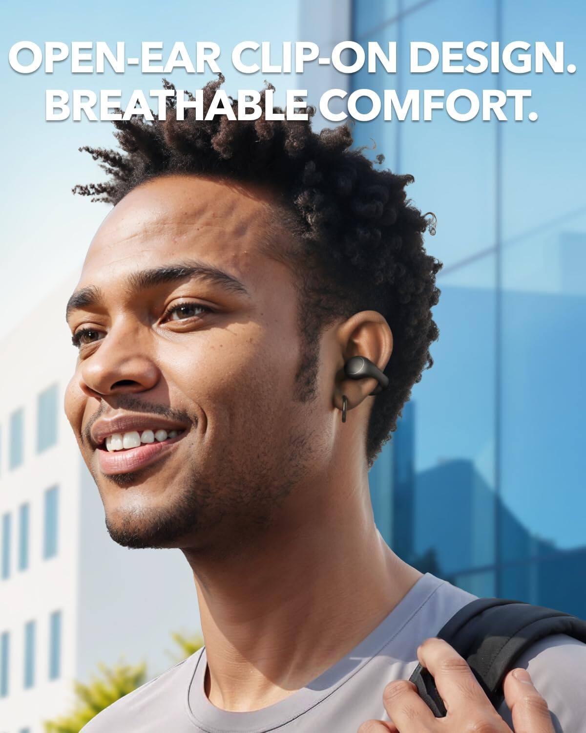OPEN-EAR CLIP-ON DESIGN.  
BREATHABLE COMFORT.