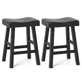 Ecooso - 24 Inch Counter Stools Set of 2, Upholstered Seat with Footrest for Kitchen Island or Cafe Bar - Black