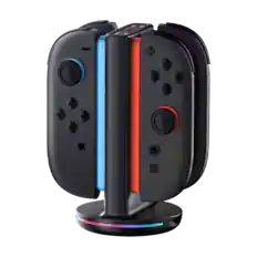Front. SUPCASE - Charging Dock for Nintendo Switch 2 Joy-Con – Black | Dual-Slot, RGB Lighting, USB-C Power - Black.
