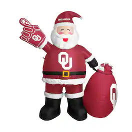Logo Brands - Oklahoma Sooners 7' Inflatable Santa - Multicolor