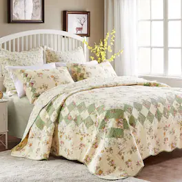 BreeBe - Bliss Quilt Set 3-Piece Full/Queen - Ivory