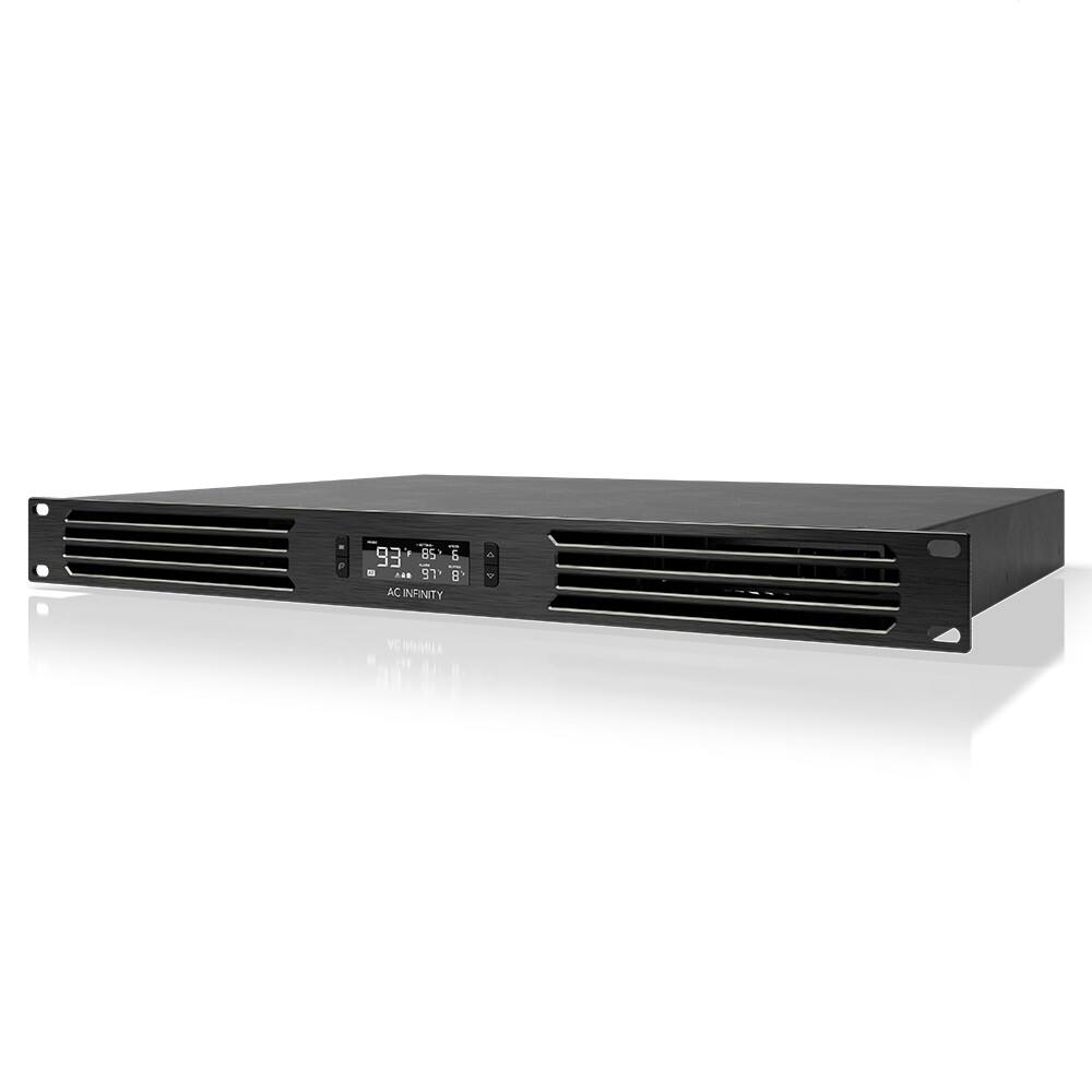 Front. AC Infinity - CLOUDPLATE T6, Quiet Rack Cooling Fan System, 1U Front Exhaust - Black.