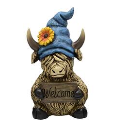 FC Design - 8"H Highland Cow with Hat Figurine Statue Office Desk Tabletop Home Decor Gift - Multi-Color