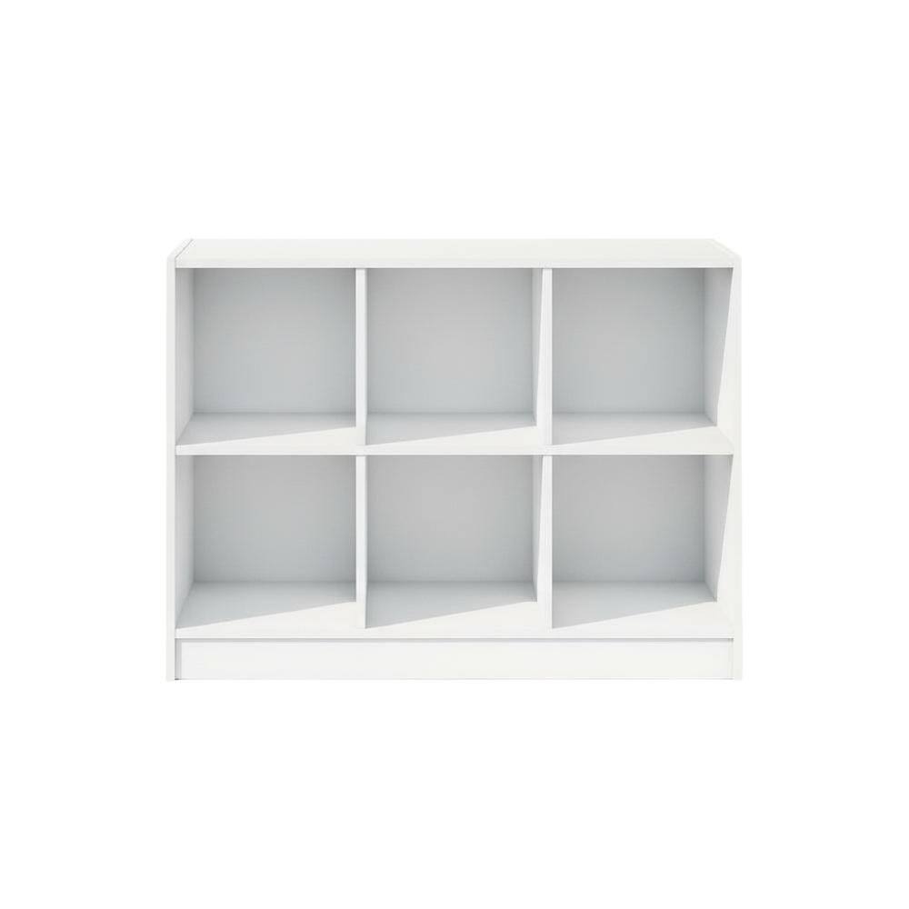 Back. FurniFact - Engineered Wood bookcase with open shelving for living room or office space - White.