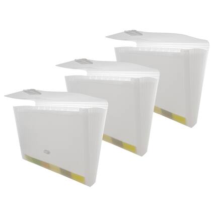 Front. BAZIC Products - Translucent 13-Pocket Letter Size Poly Expanding File, Pack of 3.