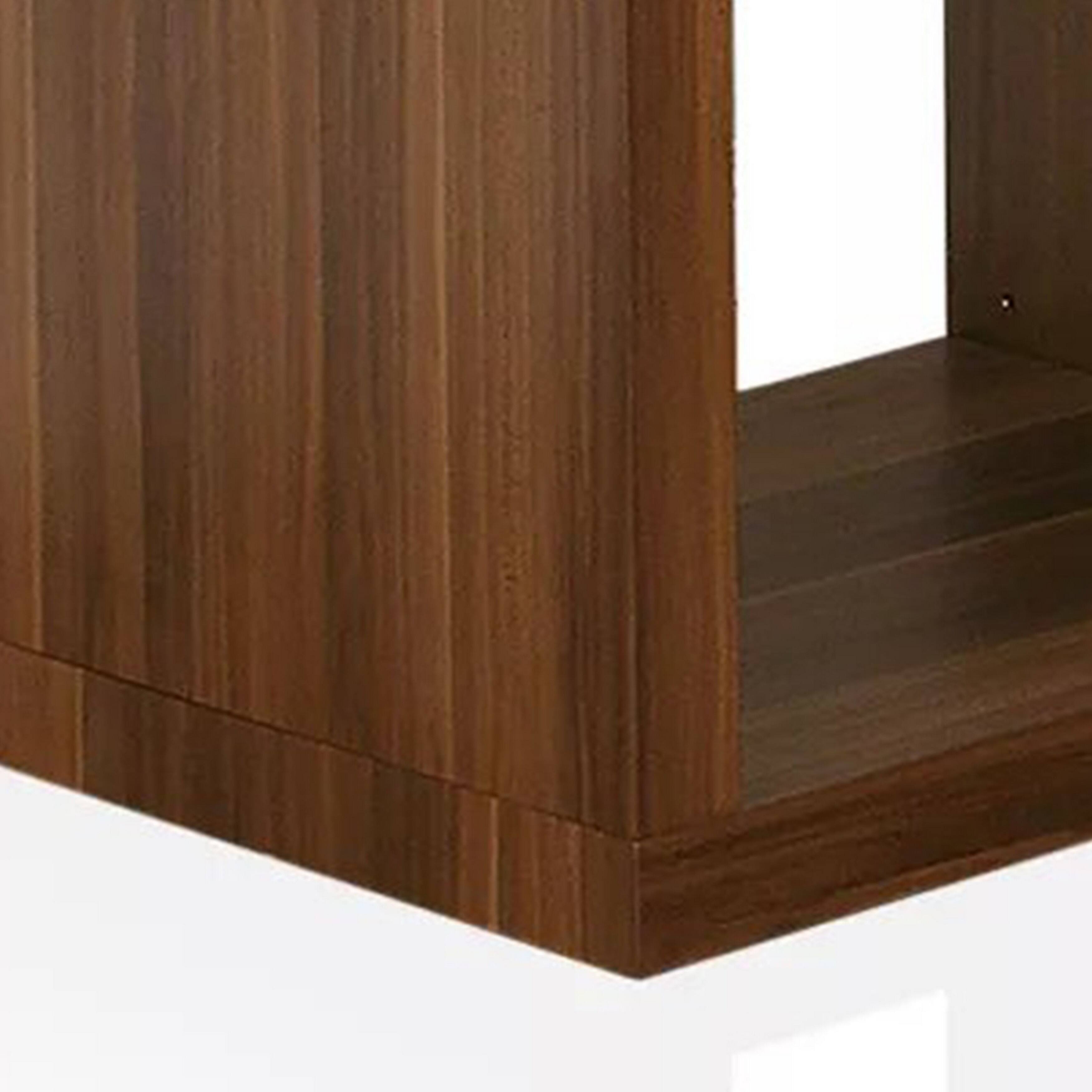 Alt View 3. Manhattan Lane - Bere 24 Inch Side End Table, Black Glass Top, Open Bottom Shelf, Brown Wood - Brown, Black.