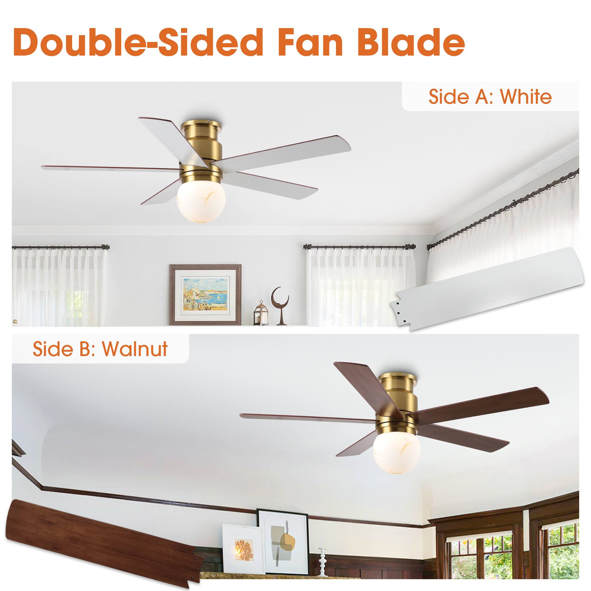 Double-Sided Fan Blade

Side A: White

Side B: Walnut