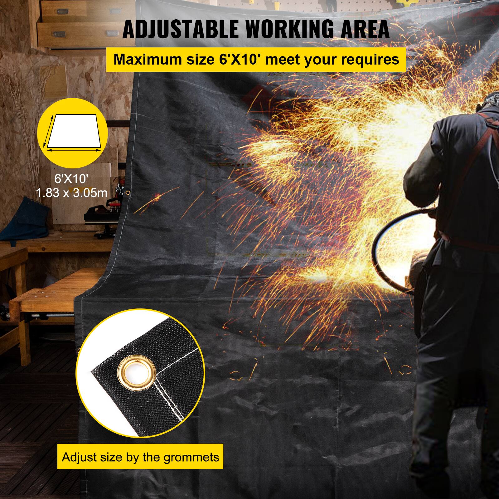 ADJUSTABLE WORKING AREA

Maximum size 6'X10' meet your requires

6'X10'
1.83 x 3.05m

Adjust size by the grommets