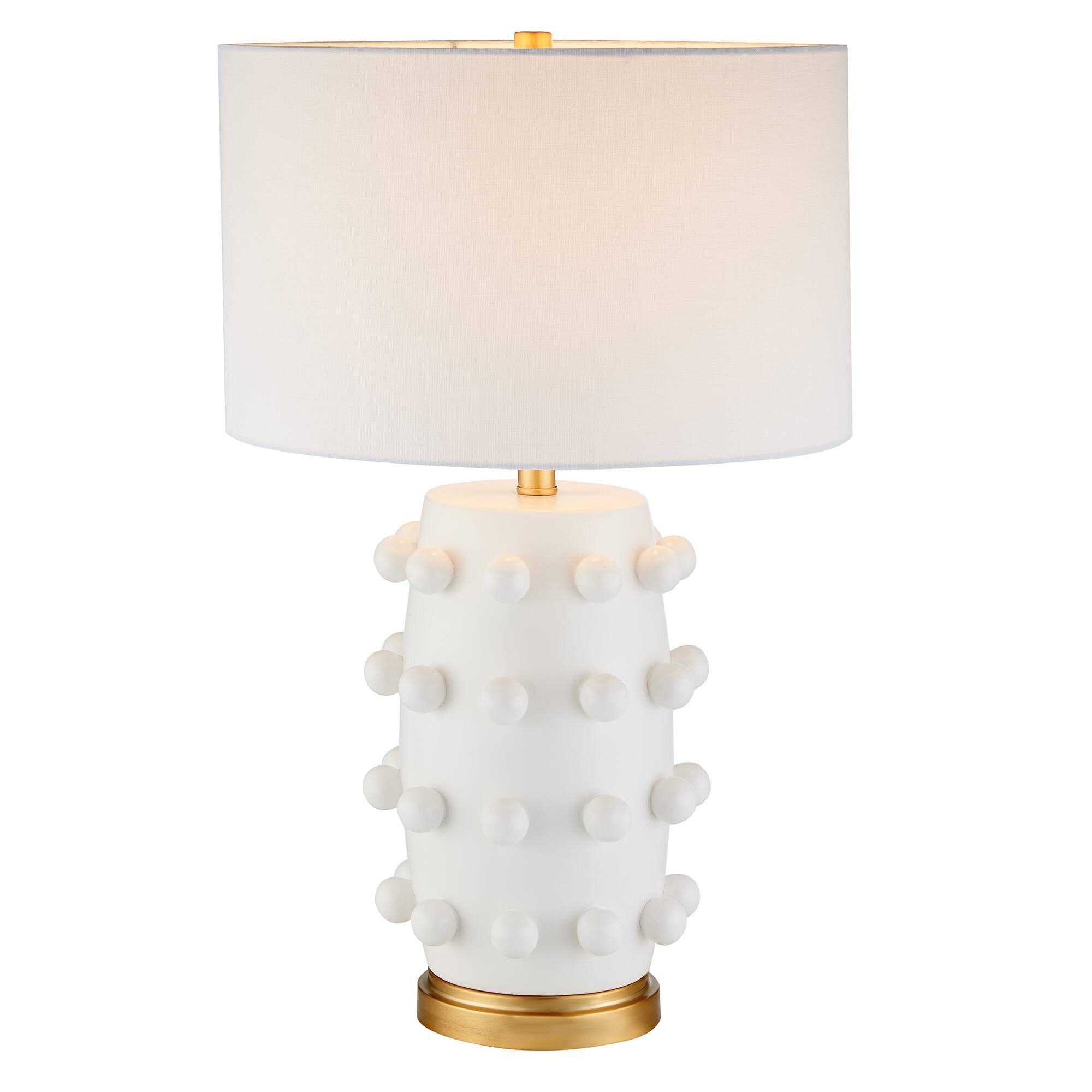 Angle. Hudson&Canal - Farrington 26" Tall Ceramic Table Lamp with Fabric Shade in Matte White/White.