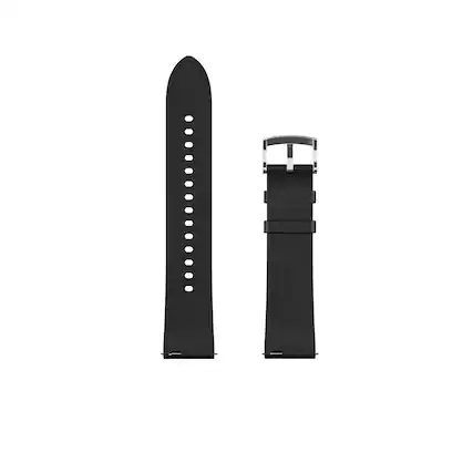 Front. Amazfit - Amazfit Black Leather Strap (20mm) - Black.