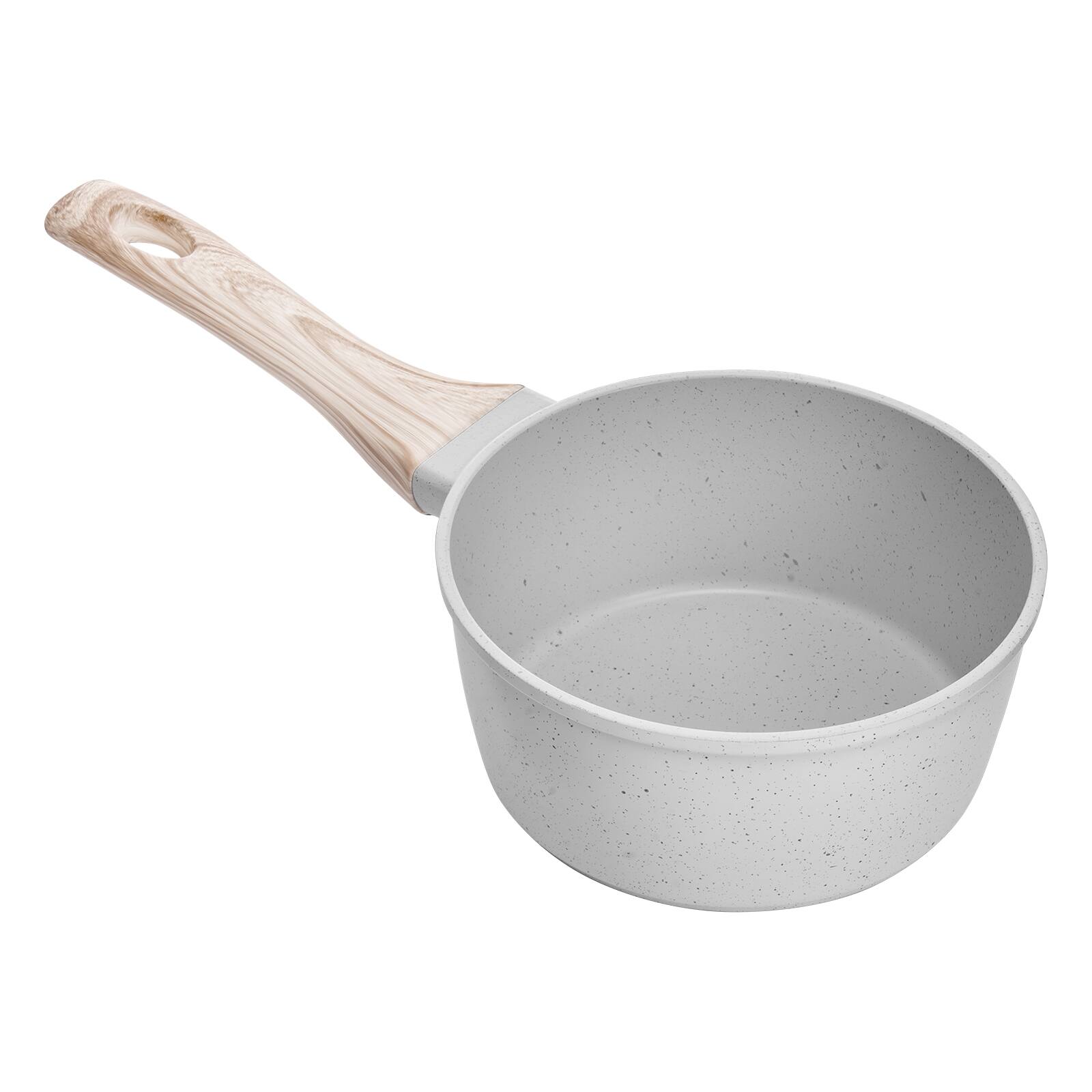 Alt View 5. VEVOR - 1.5 QT Saucepan, Nonstick Saucepan with Tempered Glass Lid, Multipurpose Cooking Sauce Pot with Detachable Handle - White.