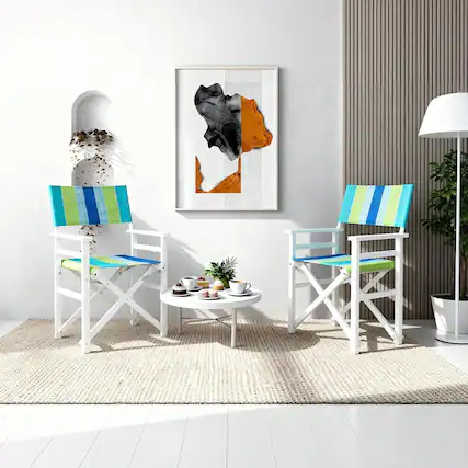 Front. Winado - 2 PCS Widen Folding Director Chair with Sturdy Wooden Frame & Beige Canvas, Portable, Durable for Outdoor Patio Camping - Green.