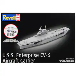 Level 4 Model Kit U.S.S. Enterprise CV-6 Aircraft Carrier All-Included Kit 1/1200 Scale Model by Revell